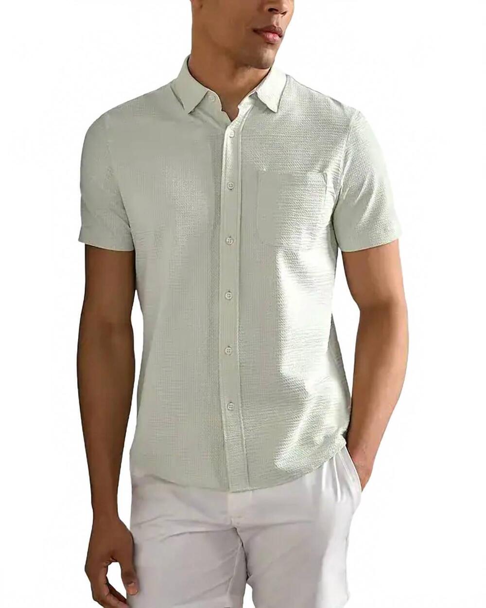 NEW RHONE commuter seersucker shirt in cool mint